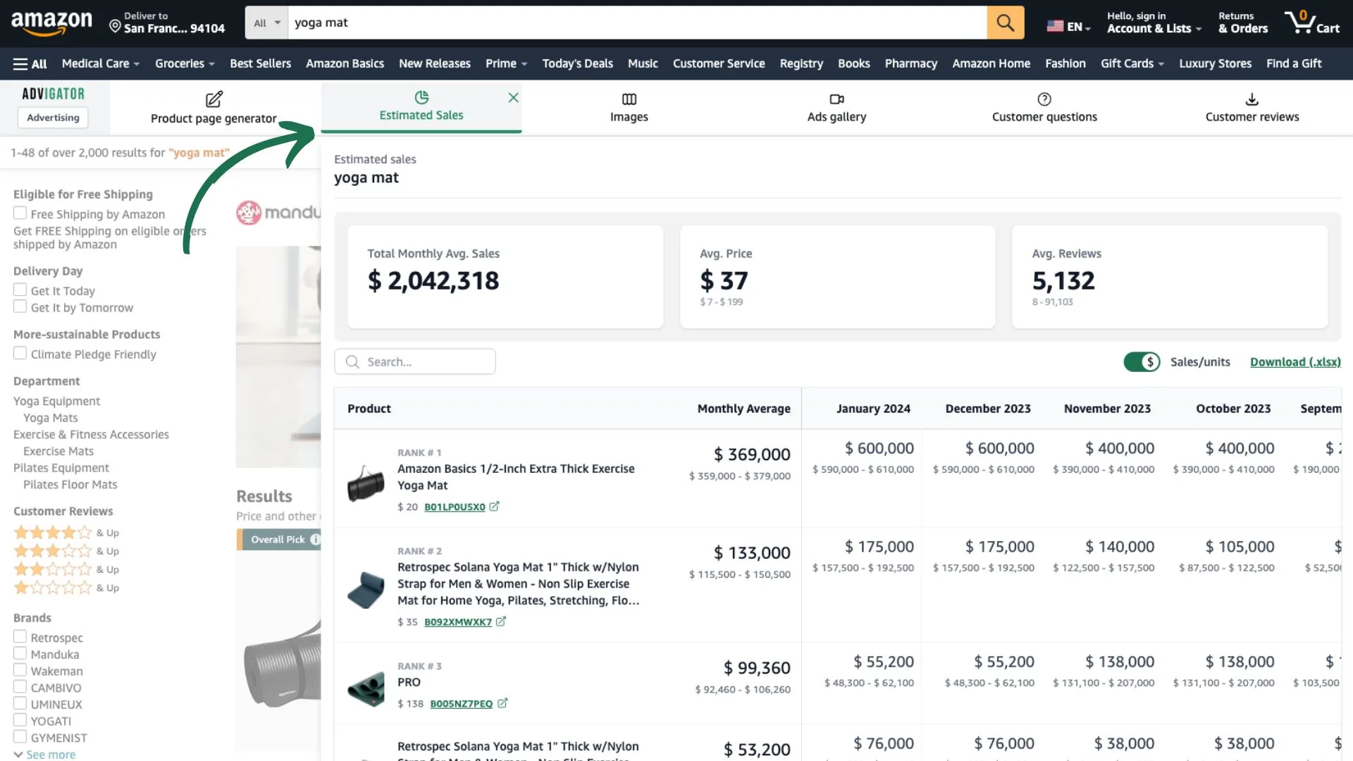 Advigator Chrome extension screenshot